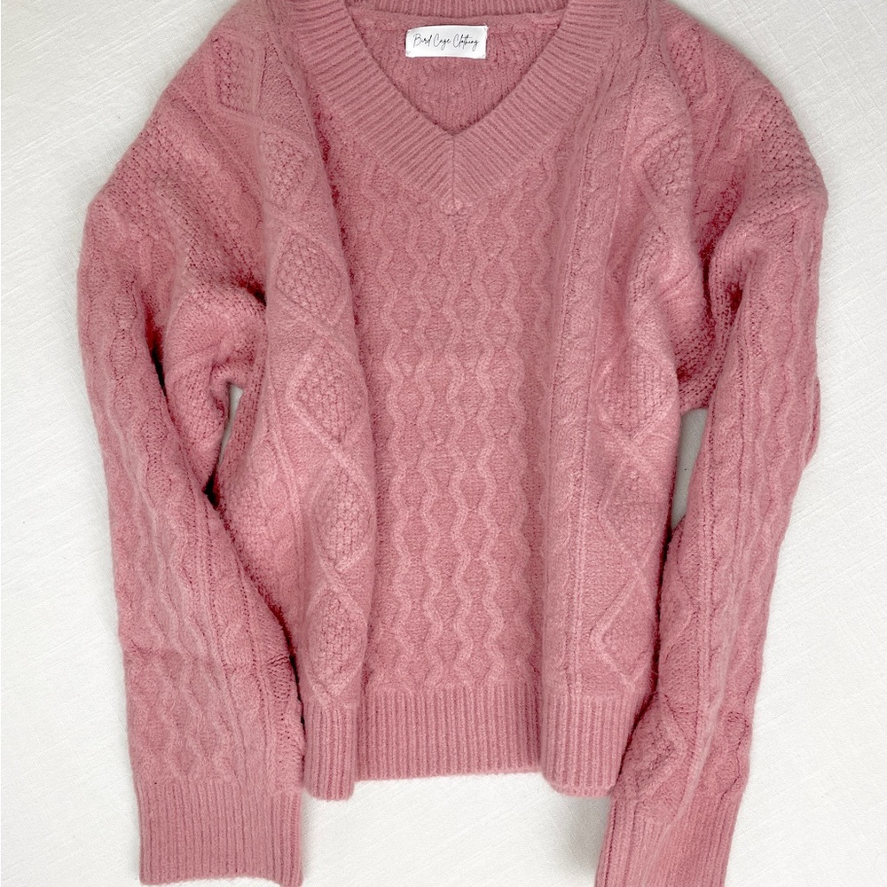 Pink Cable Sweater Preppy
